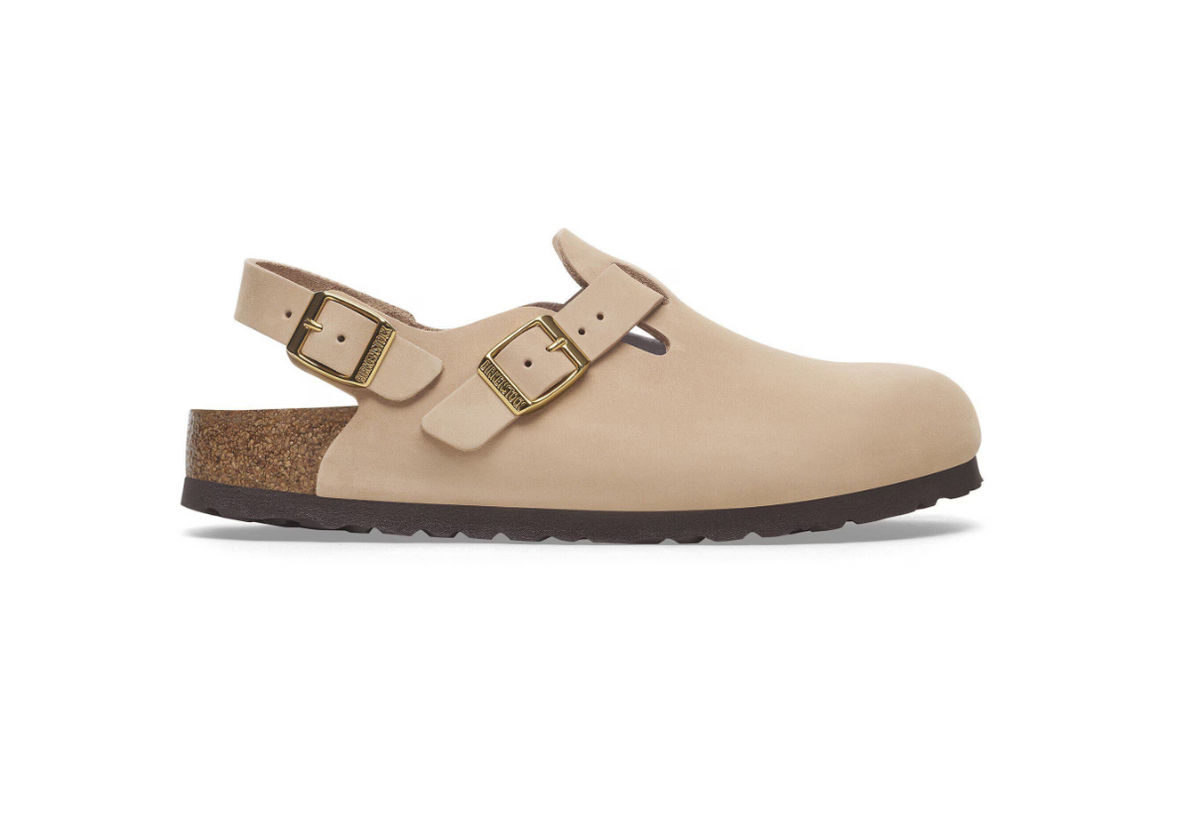 Birkenstock Tokio Nubuck Leather Sandcastle Clog Narrow