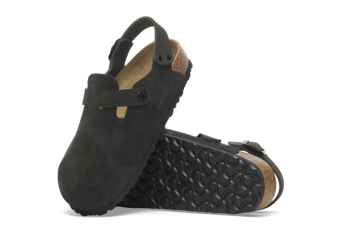 Birkenstock Tokio Suede Leather Black Clog Narrow