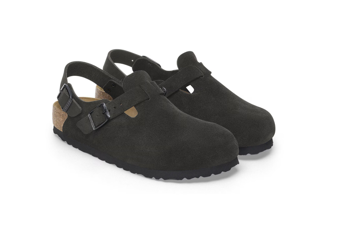 Birkenstock Tokio Suede Leather Black Clog Narrow