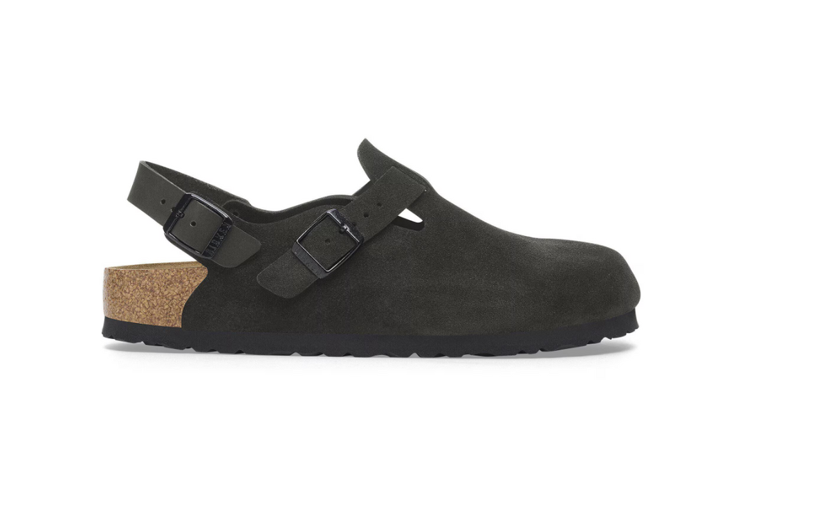 Birkenstock Tokio Suede Leather Black Clog Narrow