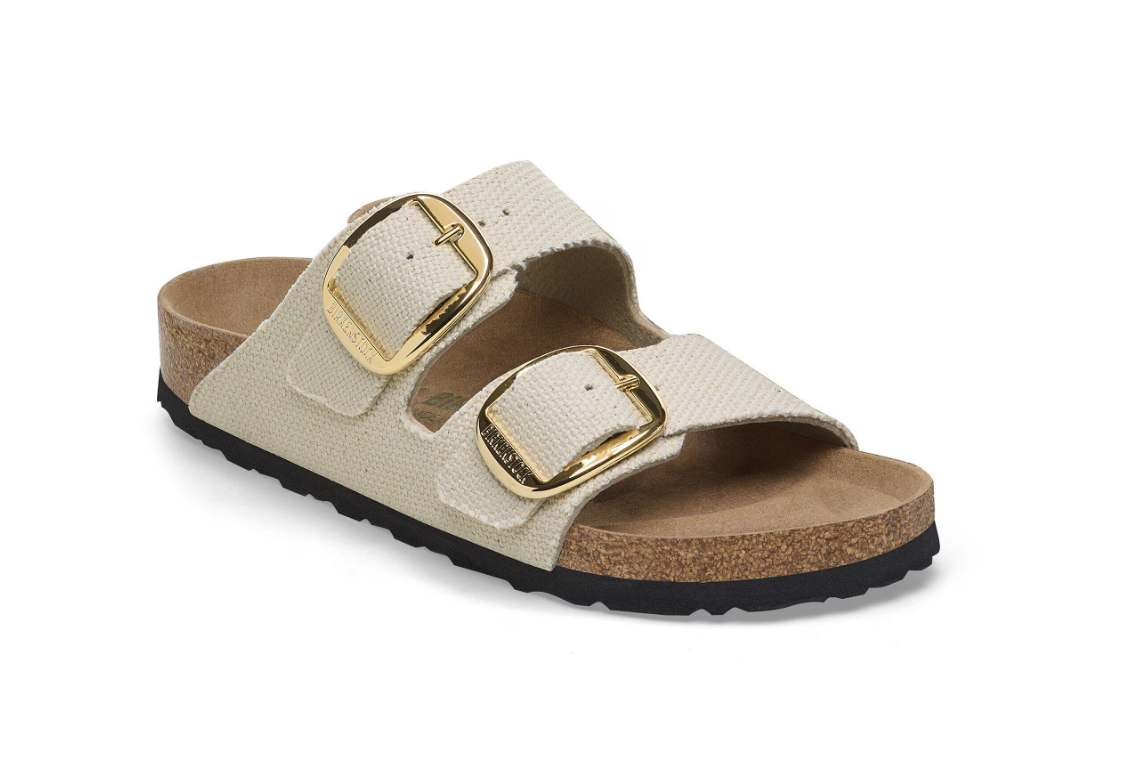 Birkenstock Arizona Vegan Big Buckle Textile Sandals - Canvas Eggshell - Narrow
