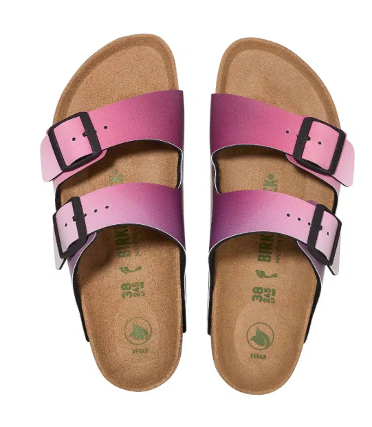 Birkenstock Arizona Vegan Birko-Flor Sandals - Ombre Pink Purple - Narrow