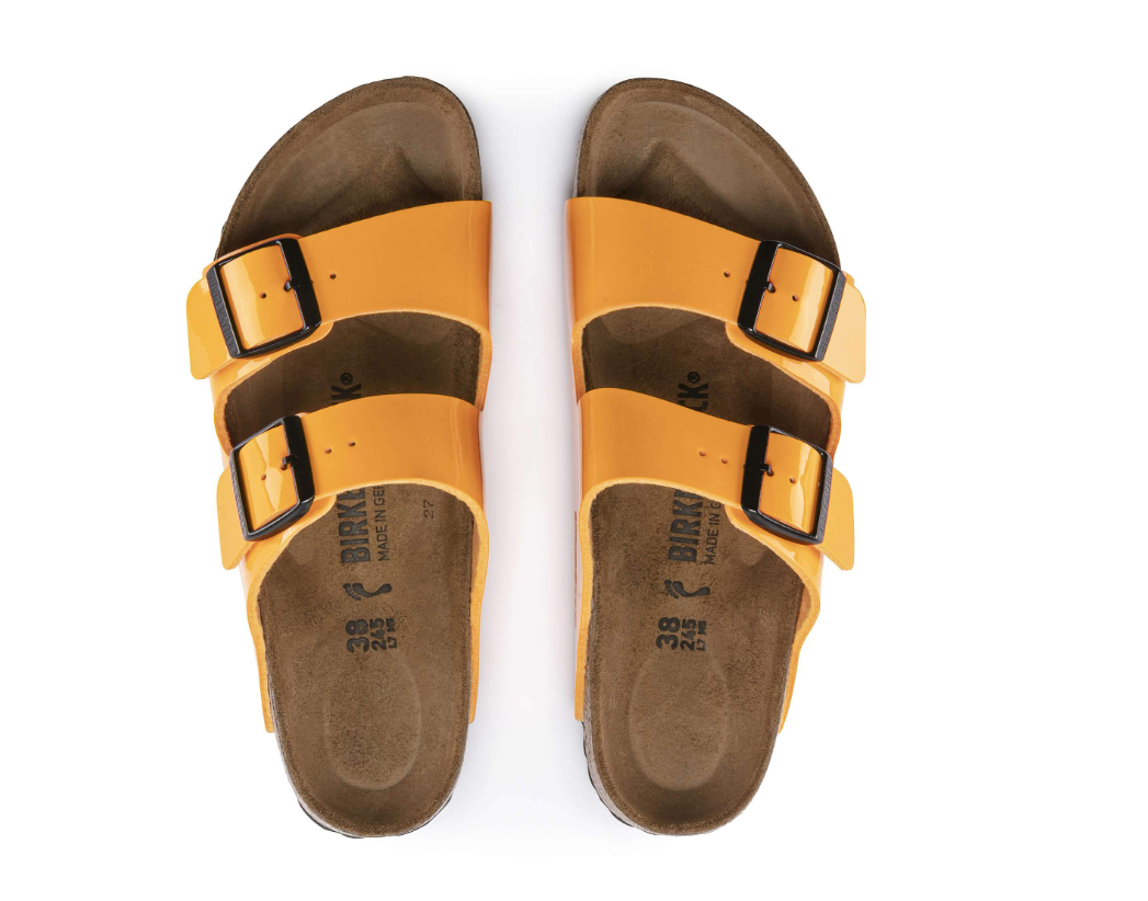 Birkenstock Arizona Patent Birko-Flor Sandals - Marigold - Narrow