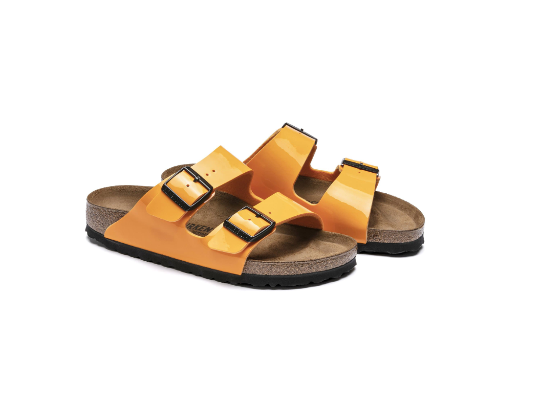 Birkenstock Arizona Patent Birko-Flor Sandals - Marigold - Narrow