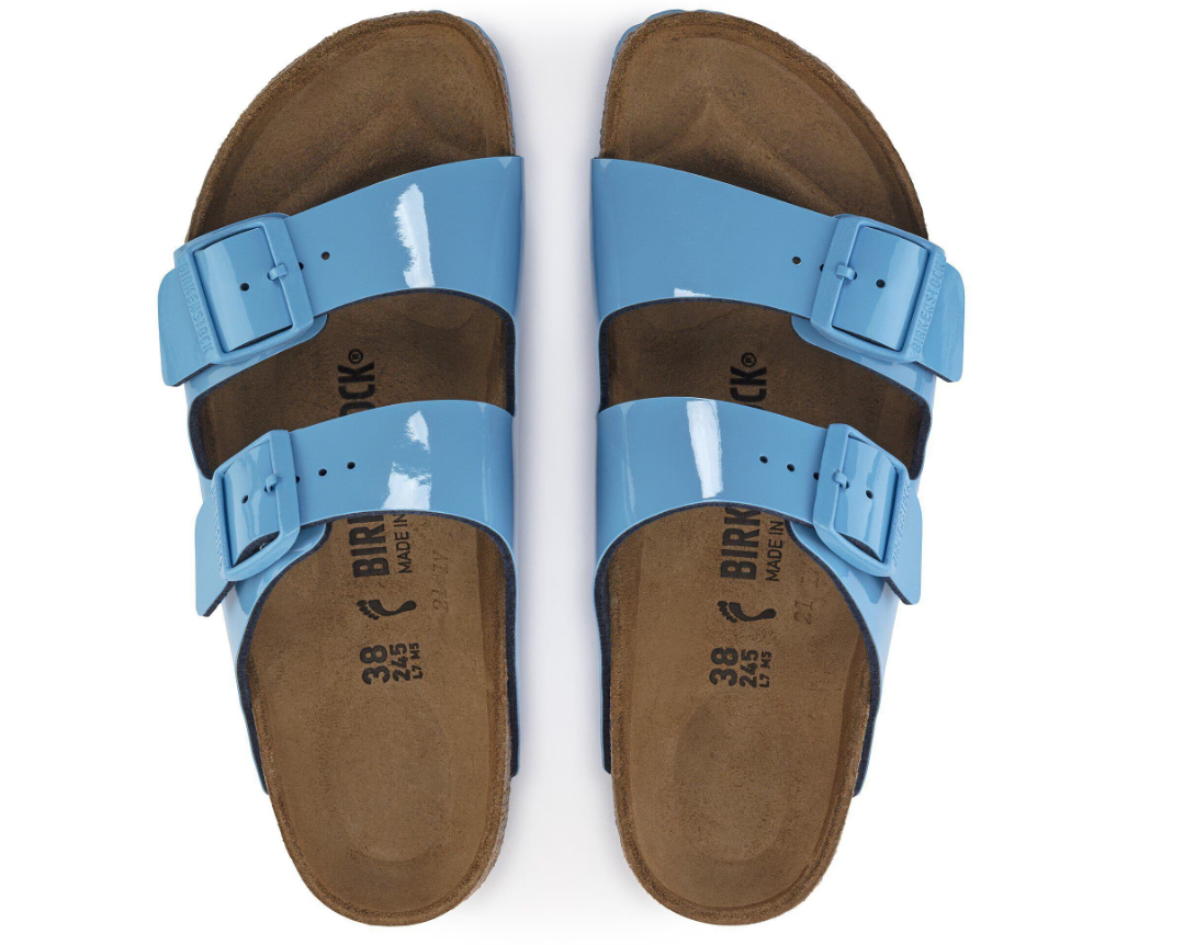 Birkenstock Arizona Patent Birko-Flor Sandals - Sky Blue - Narrow