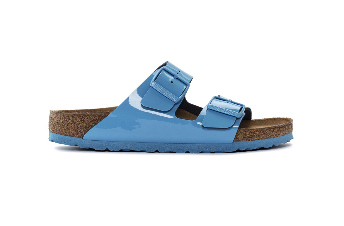 Birkenstock Arizona Patent Birko-Flor Sandals - Sky Blue - Narrow