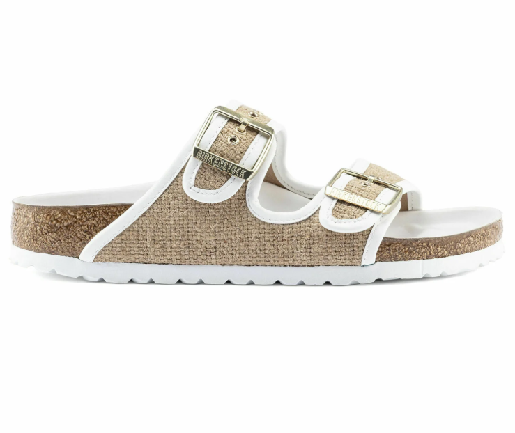 Birkenstock Arizona Textile Natural Jute Sandals - White - Narrow