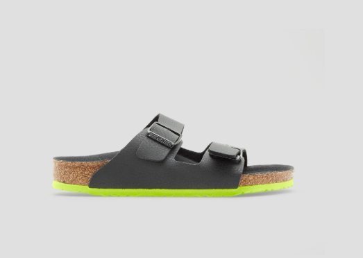 Birkenstock Arizona Kids Birko-Flor Sandals - Black Lime - Narrow