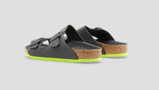 Birkenstock Arizona Kids Birko-Flor Sandals - Black Lime - Narrow
