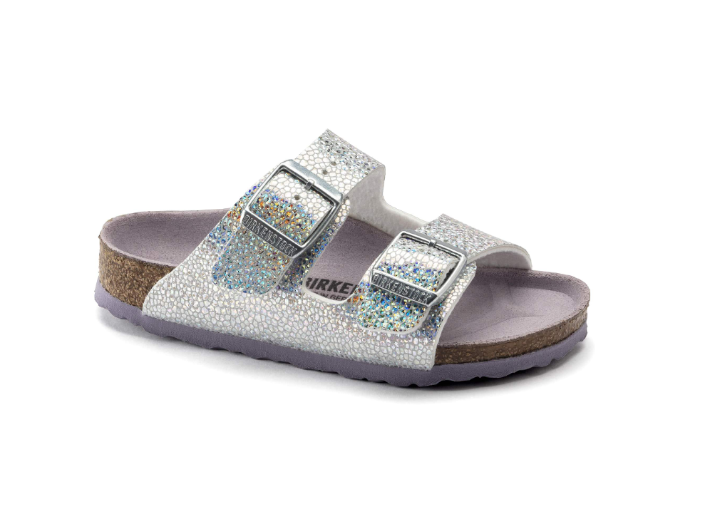 Birkenstock Arizona Kids Microfiber Sandals - Disco Ball Silver/Lavender - Narrow