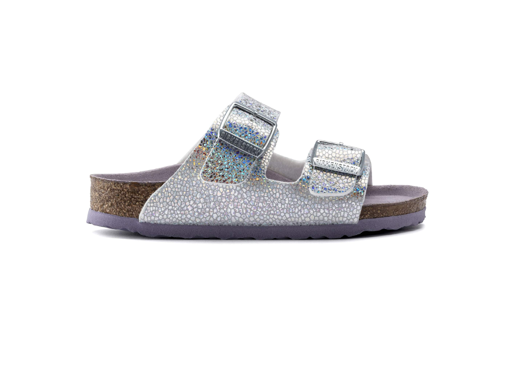 Birkenstock Arizona Kids Microfiber Sandals - Disco Ball Silver/Lavender - Narrow