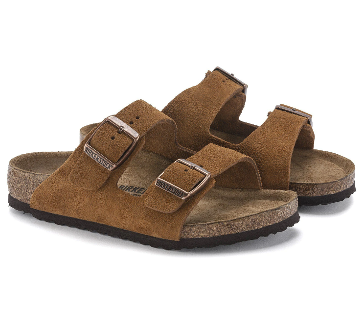 Birkenstock Arizona Kids Suede Leather Sandals - Mink - Narrow