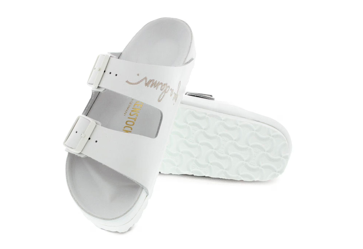 Birkenstock Arizona Lingua Franca Exquisite Leather Sandals - White