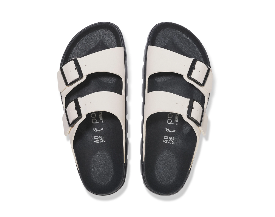 Birkenstock Arizona Chunky Birko-Flor Sandals - Eggshell/Black - Narrow