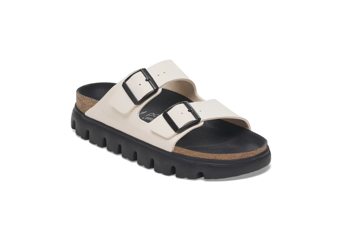 Birkenstock Arizona Chunky Birko-Flor Sandals - Eggshell/Black - Narrow