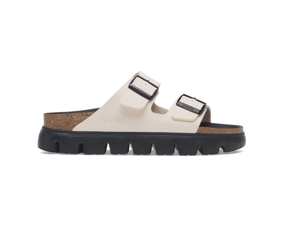Birkenstock Arizona Chunky Birko-Flor Sandals - Eggshell/Black - Narrow