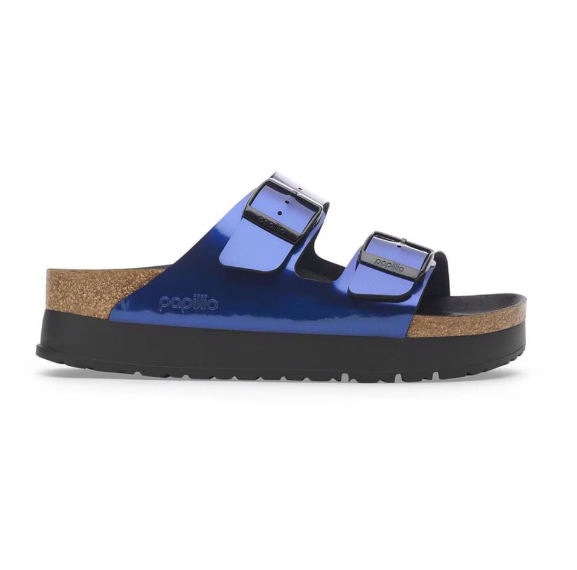 Birkenstock Arizona PAP Flex Platform Birko-Flor Sandals - Metallic Blue - Narrow