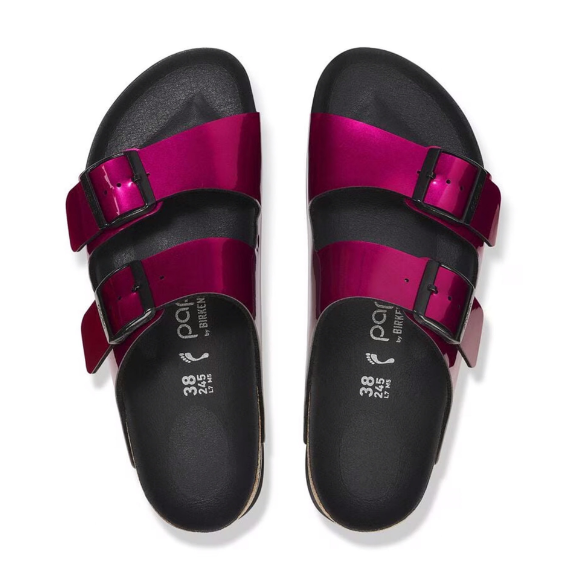 Birkenstock Arizona PAP Flex Platform Birko-Flor Sandals - Metallic Magenta - Narrow
