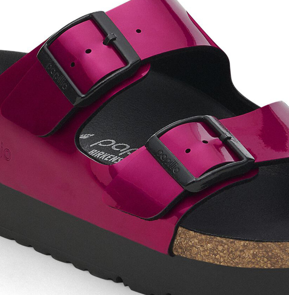 Birkenstock Arizona PAP Flex Platform Birko-Flor Sandals - Metallic Magenta - Narrow