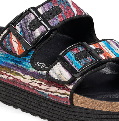 Birkenstock Arizona PAP Flex Platform Textile Sandals - Multi Turquoise - Narrow