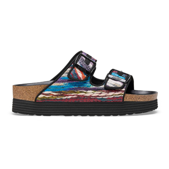 Birkenstock Arizona PAP Flex Platform Textile Sandals - Multi Turquoise - Narrow