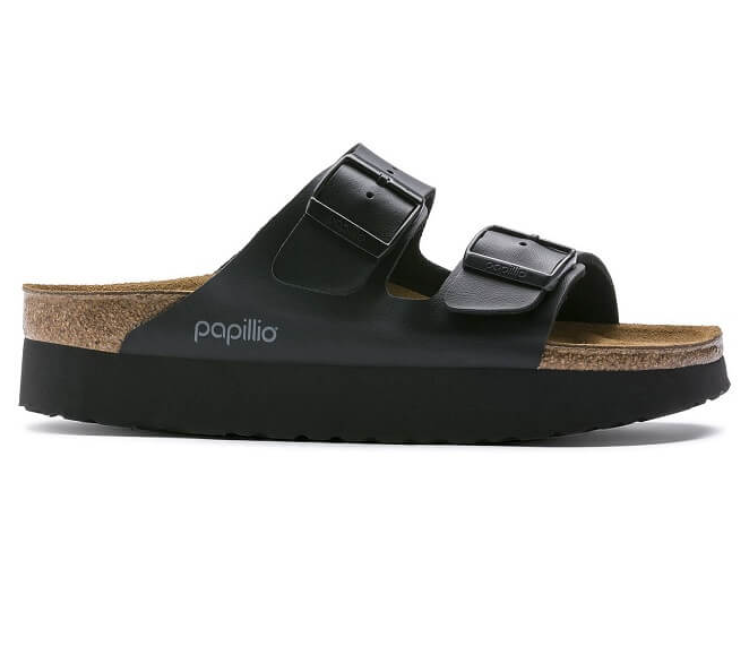 Birkenstock Papillio Arizona Platform Birko-Flor Sandals - Black - Narrow