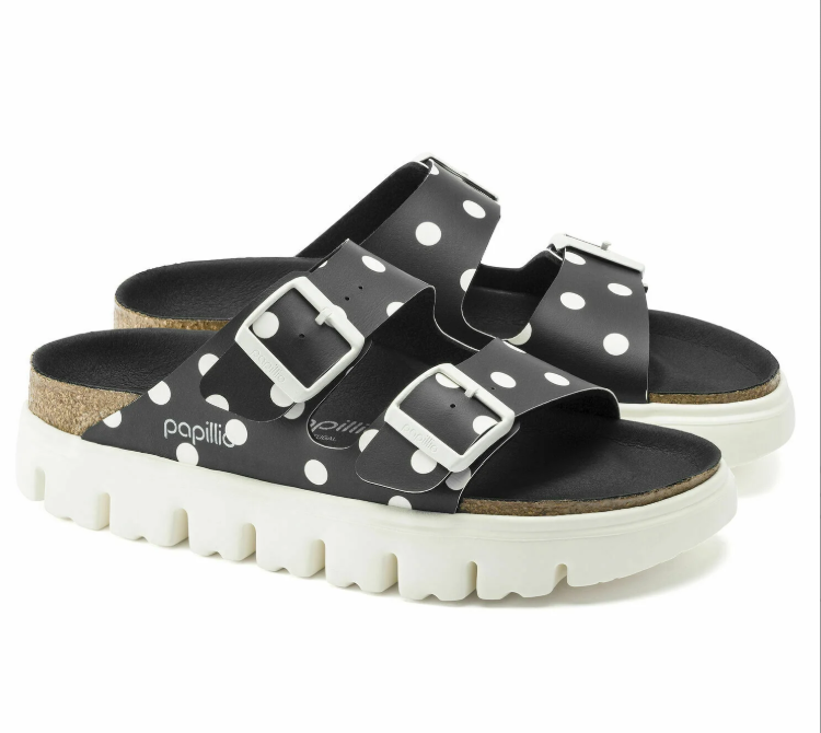 Birkenstock Papillio Arizona Platform Birko-Flor Sandals - Black Polka Dots - Narrow