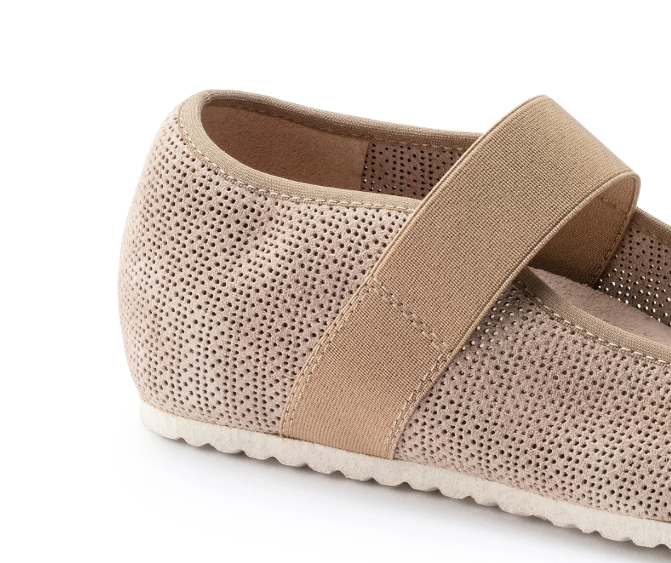 Birkenstock Tess Embossed Suede Leather Sand Narrow