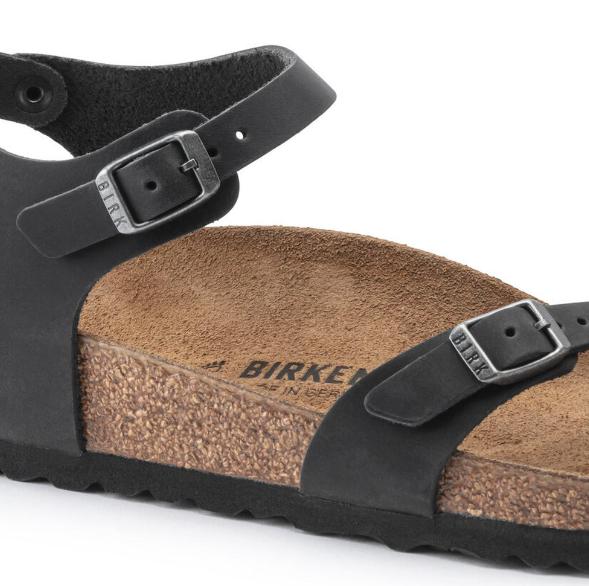 Birkenstock Taormina Oiled Leather Sandals - Black, Regular