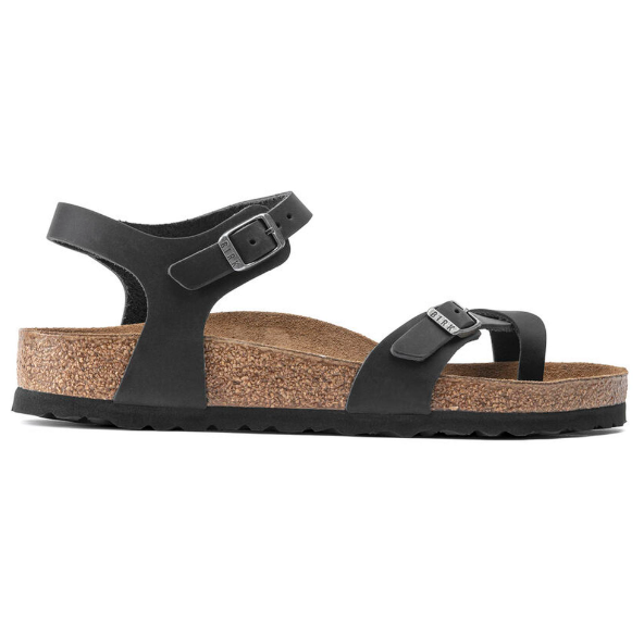 Birkenstock Taormina Oiled Leather Sandals - Black, Regular