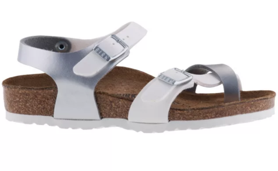 Birkenstock Taormina Kids Soft Metallics Silver White Regular