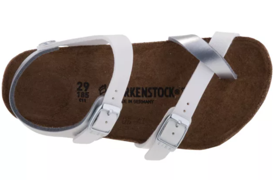 Birkenstock Taormina Kids Soft Metallics Silver White Regular