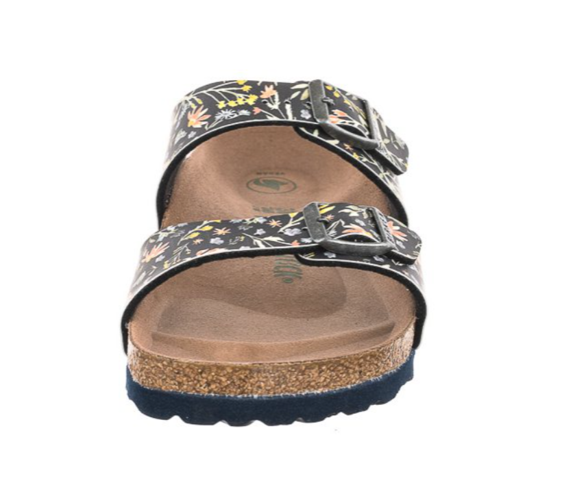 Birkenstock Sydney Vegan Birko-Flor Watercolor Flower Navy Narrow