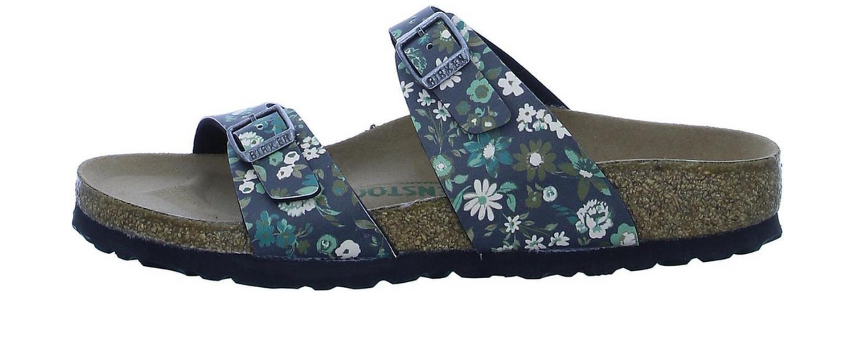 Birkenstock Sydney Vegan Magical Flower Dark Teal Sandals Narrow