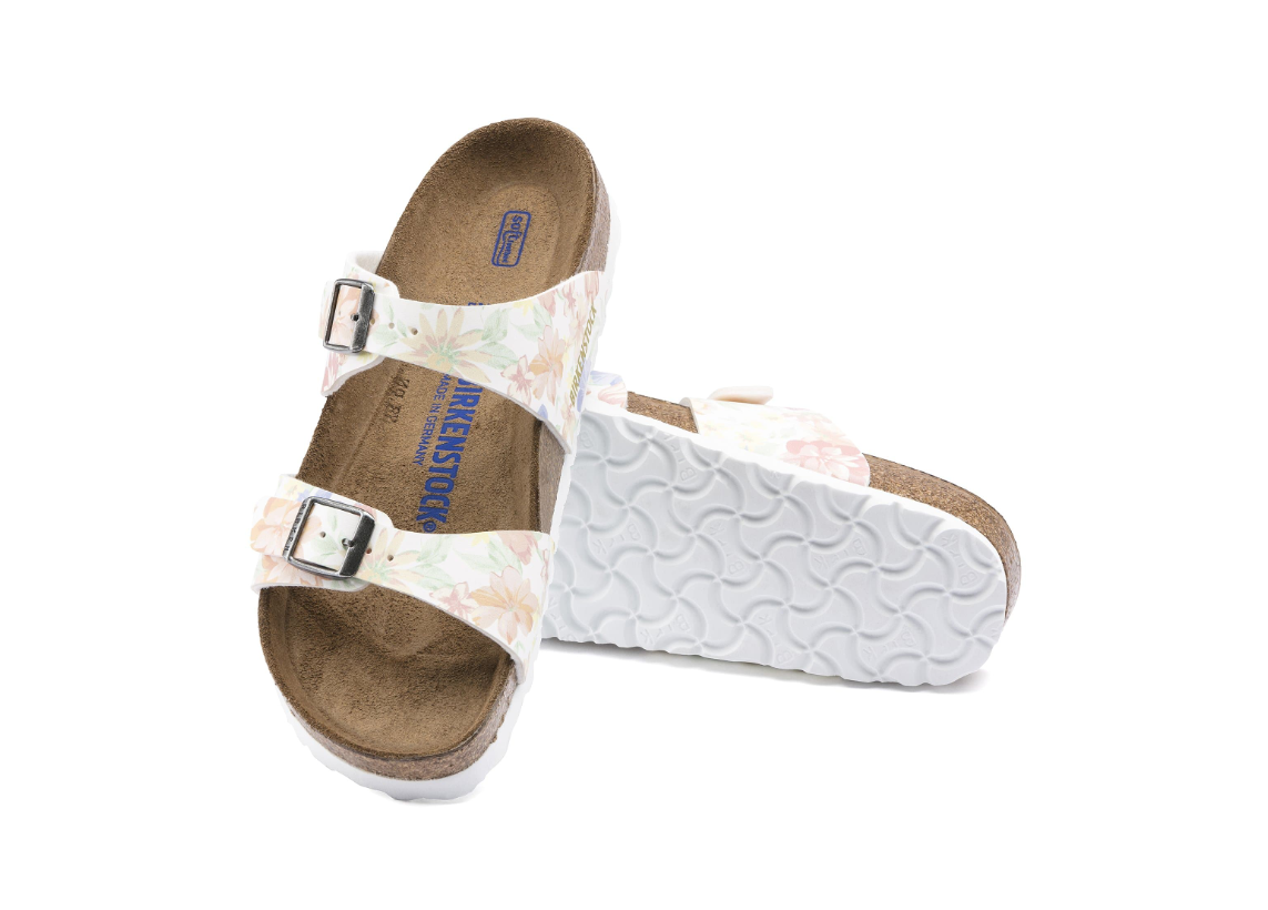 Birkenstock Sydney Soft Footbed Supernatural Flowers White Narrow