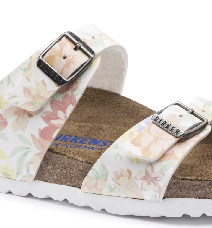 Birkenstock Sydney Soft Footbed Supernatural Flowers White Narrow
