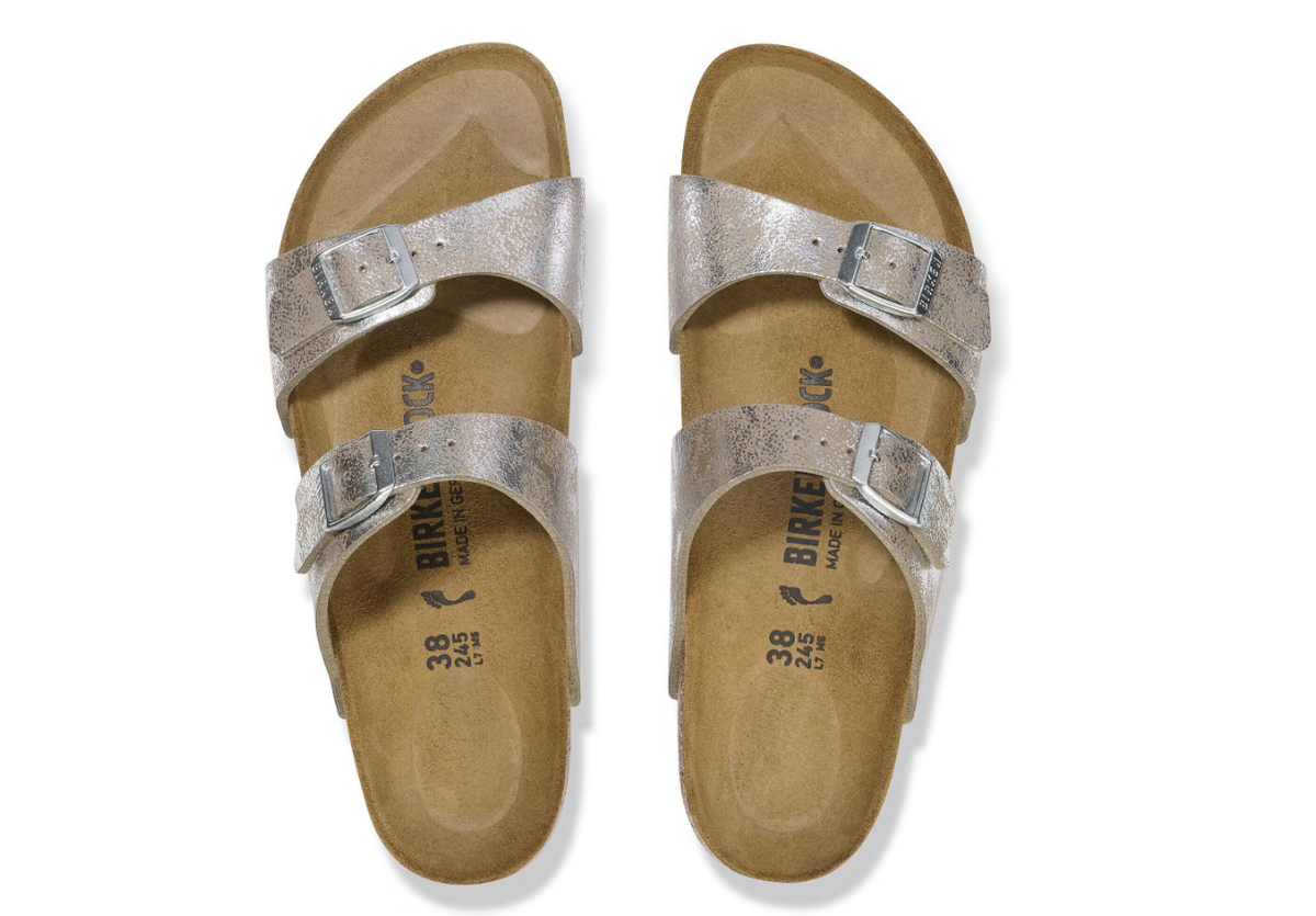 Birkenstock Sydney Synthetik Washed Metallic Silver Narrow