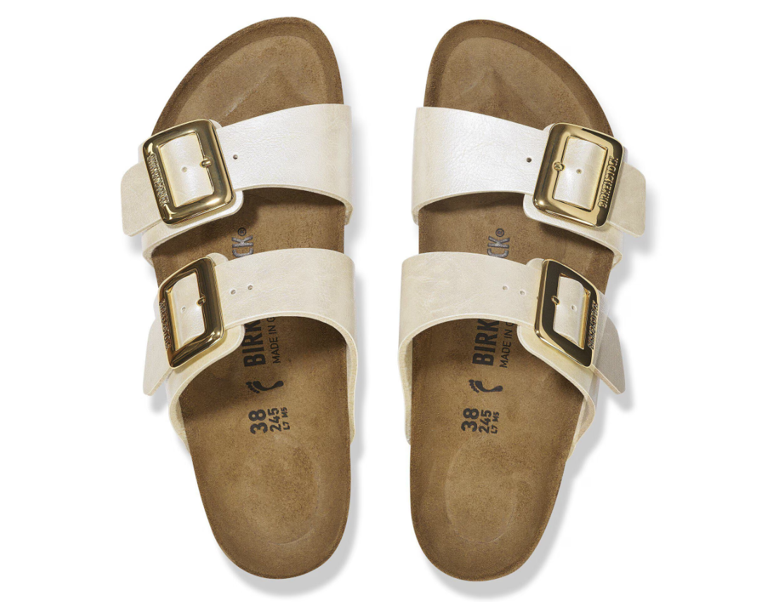 Birkenstock Sydney Cushion Buckle Birko-Flor Graceful Pearl White Narrow