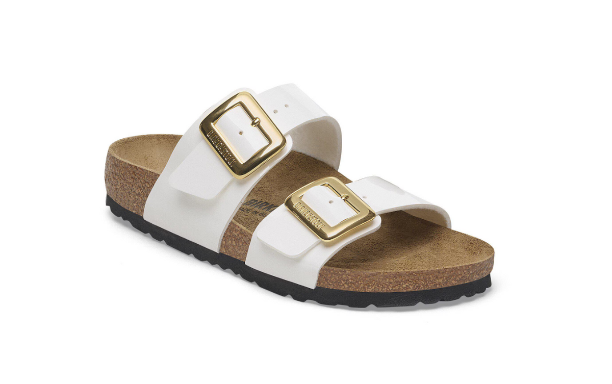 Birkenstock Sydney Luxe Buckle Birko-Flor Patent - White, Narrow