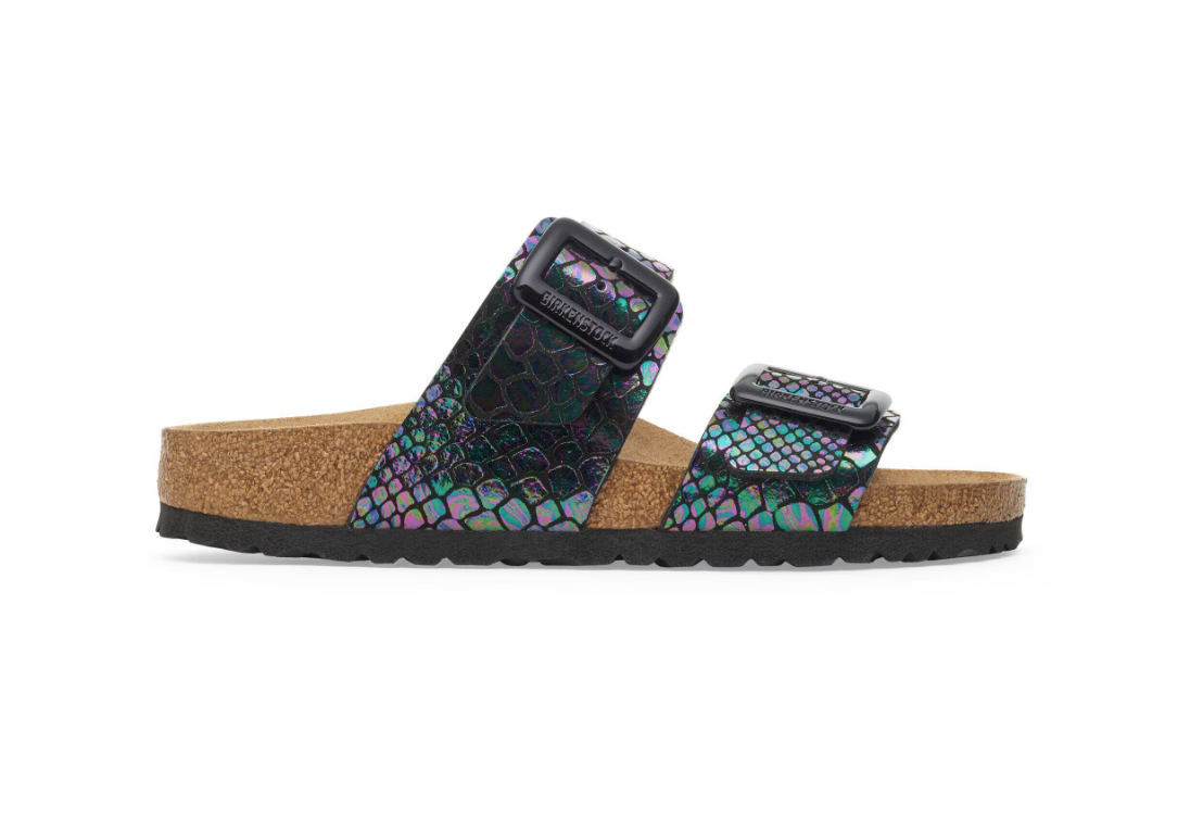 Birkenstock Sydney Luxe Buckle Shiny Snake - Black, Regular