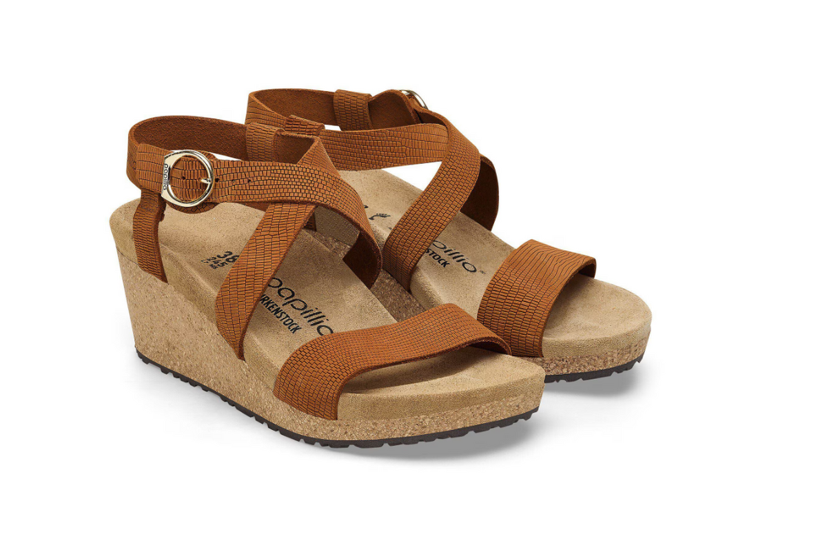Birkenstock Sibyl Embossed Burnt Leather - Orange, Narrow