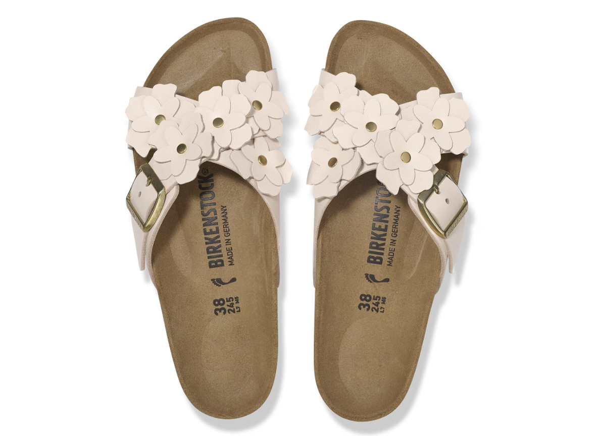 Birkenstock Siena Flower Embellishment Leather Sandals - Light Rose, Narrow