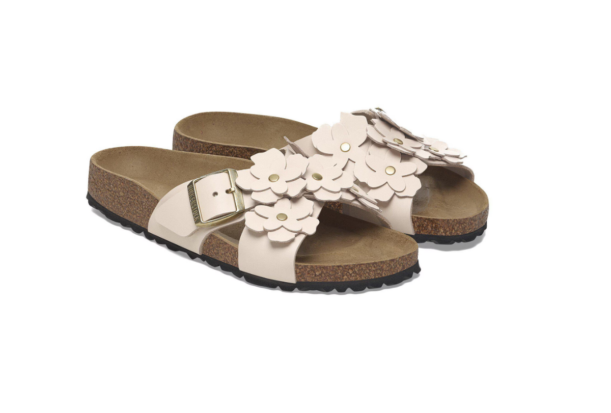 Birkenstock Siena Flower Embellishment Leather Sandals - Light Rose, Narrow