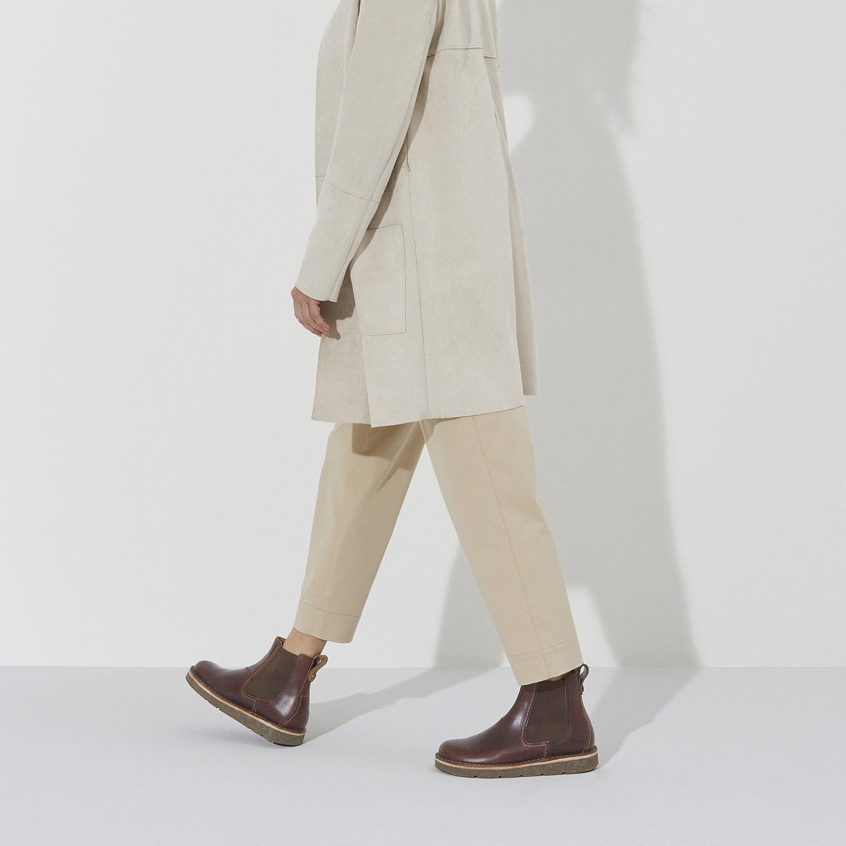 Birkenstock Birmingham Slip On Mid Natural Leather Shoes - Roast - Narrow