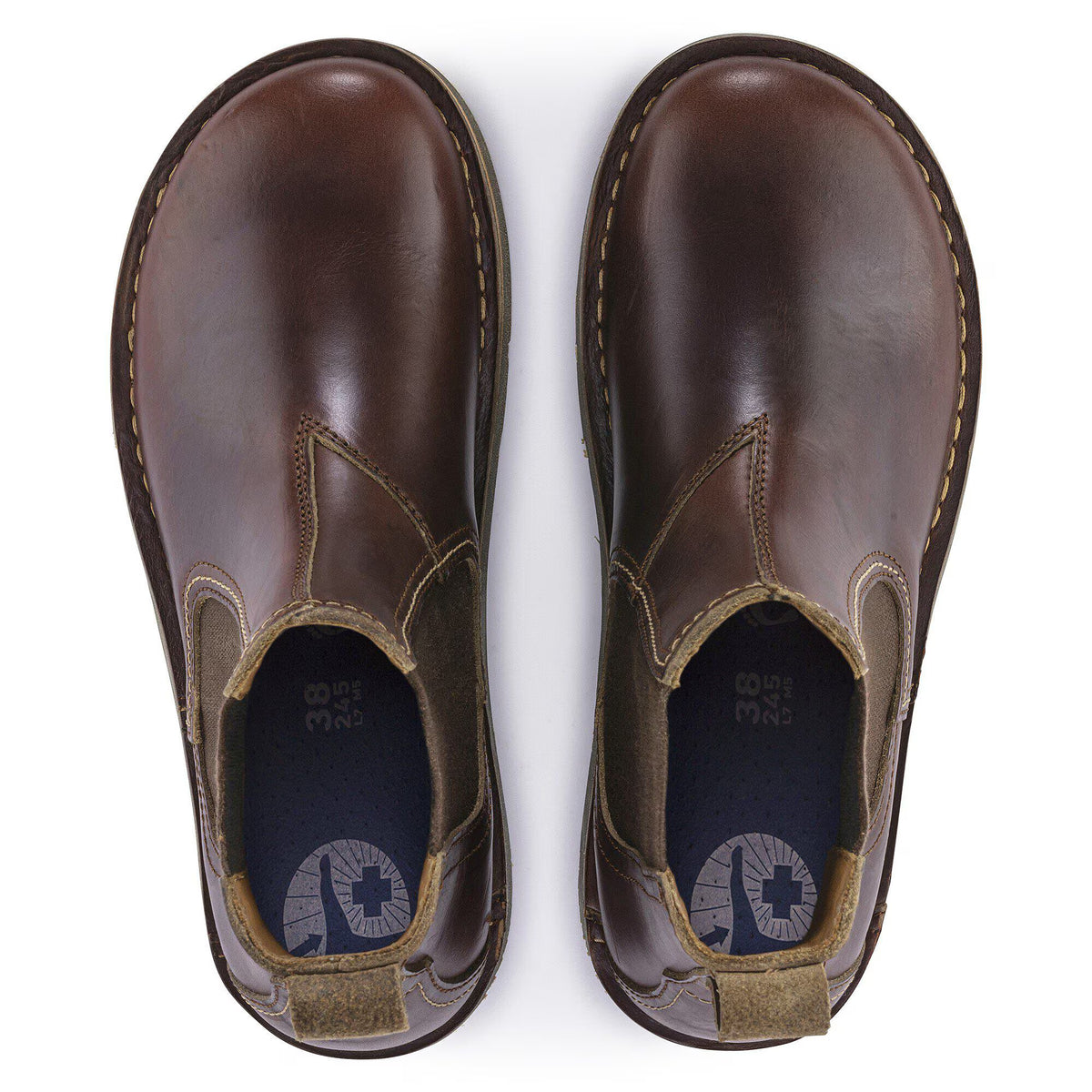 Birkenstock Birmingham Slip On Mid Natural Leather Shoes - Roast - Narrow