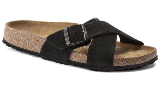 Birkenstock Siena SFB Suede Leather Sandals Black Narrow
