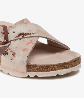 Birkenstock Siena Suede Leather Vintage Metallic Rose Copper Narrow