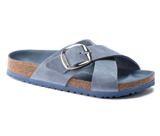 Birkenstock Siena Big Buckle Oiled Leather Dusty Blue Narrow