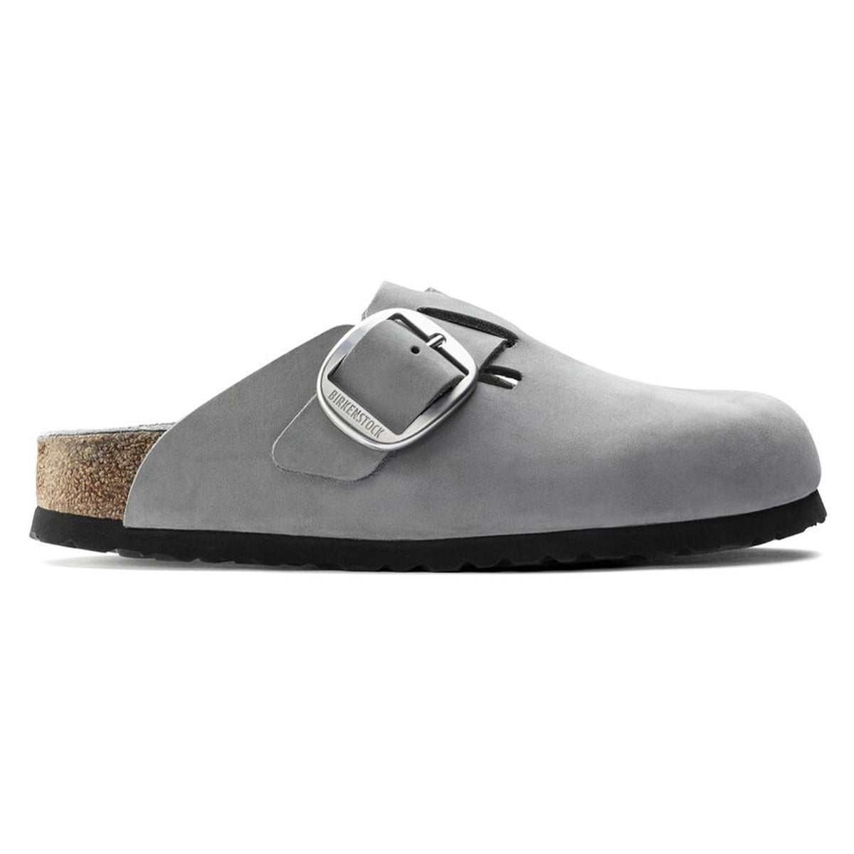 Birkenstock Boston Big Buckle Nubuck Leather Clogs - Dove Gray - Narrow