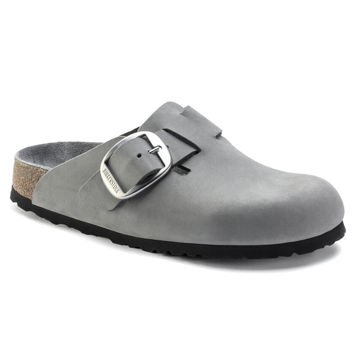 Birkenstock Boston Big Buckle Nubuck Leather Clogs - Dove Gray - Narrow